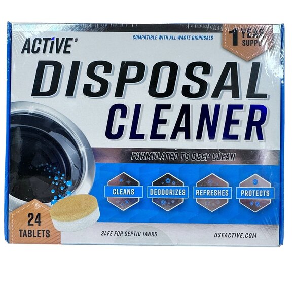Active Disposal Cleaner 1-Year Supply 24 Tabs Cleans‎ Deodorizes NEW SEALED BOX - Picture 1 of 5